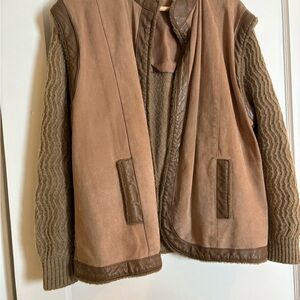 1970s Rochelle California Brown Suede and Knit Jacket